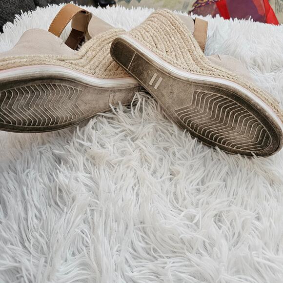 TOMS Marisol Beige Suede Strappy Wedge Espadrille Sandals Size 7 - Picture 3 of 6